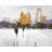 Gray Contemporary City Silhouettes Braided Polyester Placemat