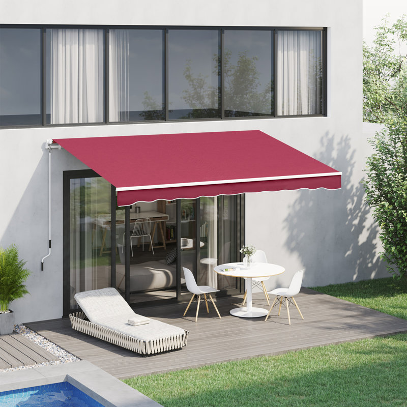 Retractable Awning, Patio Awnings, 155.5" W x 96.5" D, Solid Color, Red