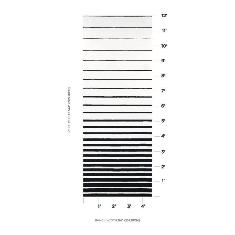 Schumacher x Miles Redd Ribbon Appliqué Panel Fabric, Black/Ivory
