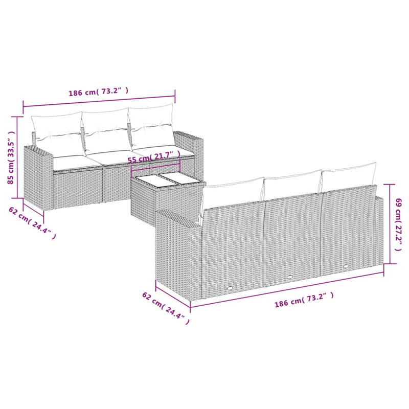 Ensemble de canapé de jardin Vidaxl gris