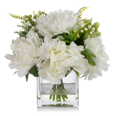 Faux Silk Peony Arrangement in Vase
