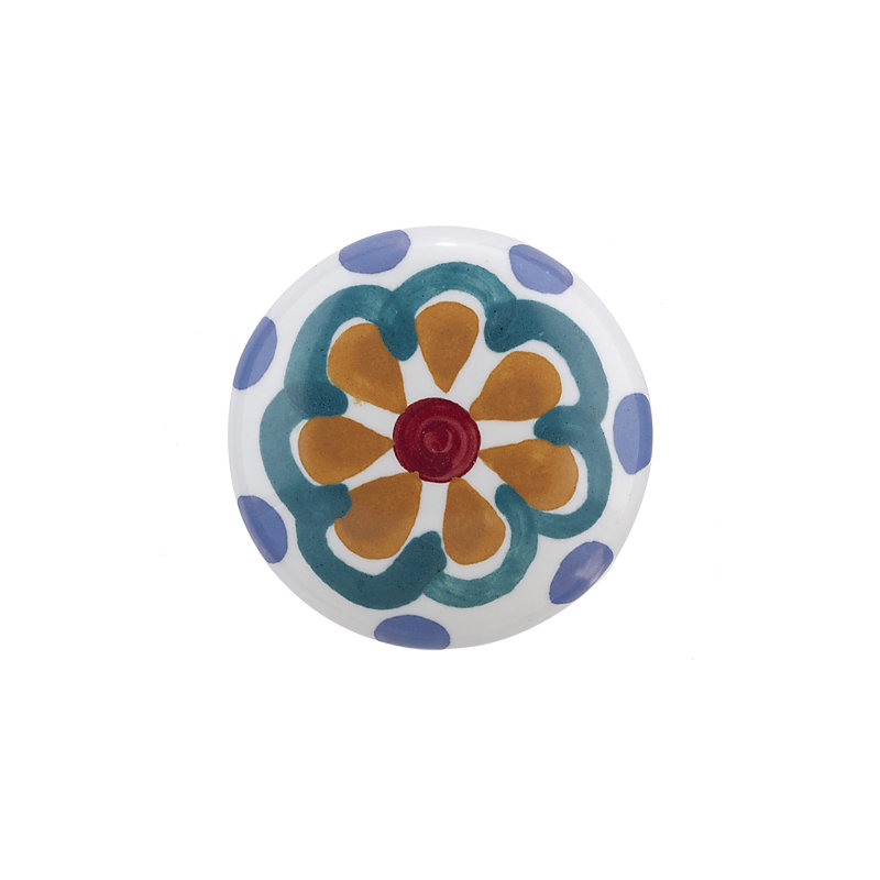 Expression 1 7/16" Diameter Mushroom Knob, Orange Flower