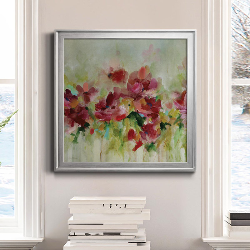Garden Play I - Peinture sur toile encadrée, H 22,5 po x l 22,5 po x P 1,5 po, Argent