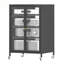 Meuble de rangement multimédia avec tablettes ajustables et roulettes