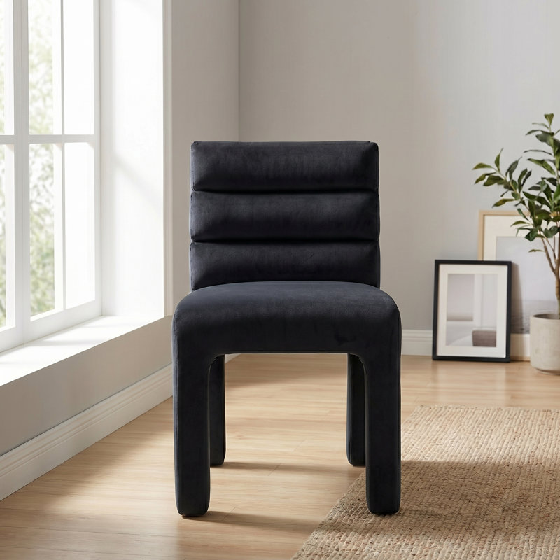 Chaise d'appoint rembourrée en velours Cowger, Noir