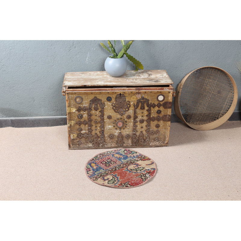Tapis turc en laine tissé à la main de style antique idéal pour les portes d'entrée en rouge vif