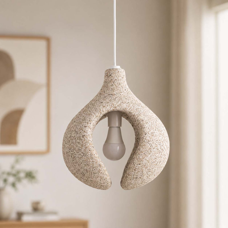 Luminaire suspendu moderne organique avec abat-jour en forme de goutte texturée, lampe de plafond de style Wabi Sabi nordique pour îlot de cuisine