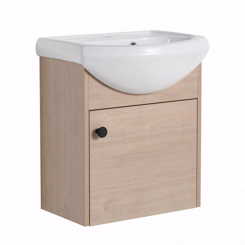 Small Size 18" Bathroom Vanity With Ceramic Sink,Wall Mounting Design