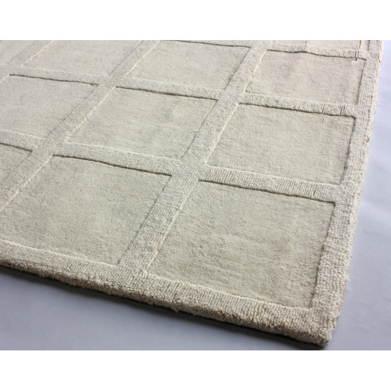 Tapis ivoire à motif de croquis, Rectangle 5 pi x 8 pi
