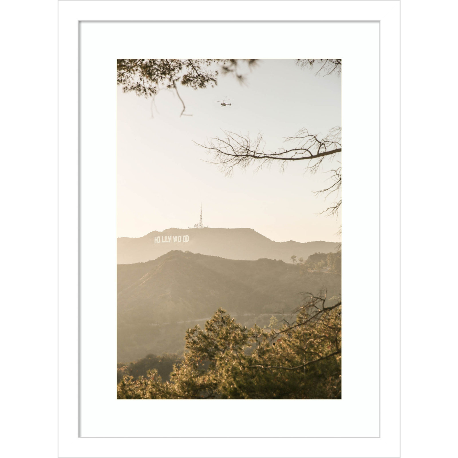 Daisey "Hollywood Hills" Print, White, 17" H x 13" W