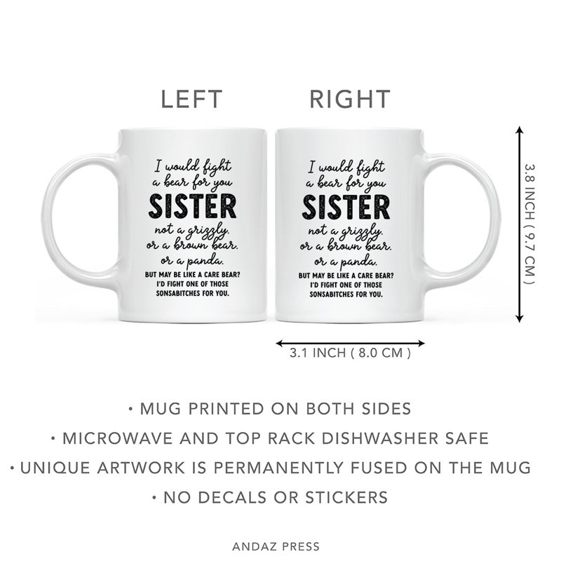 Grande tasse à café en céramique 11 oz - I Fight Fight A Bear For You