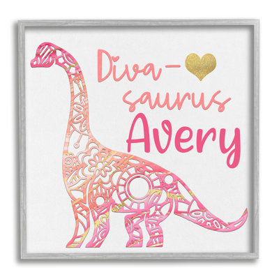 Art mural personnalisé rose Diva-Saurus cmw-114