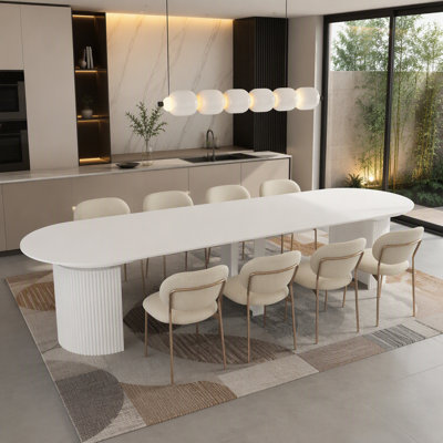 Extendable Foldable Dining Room Table for 1 to 10 People, Wood Rectangle Expandable Table with Space Saving Console Mode, Multifunctional Dining, Kitc