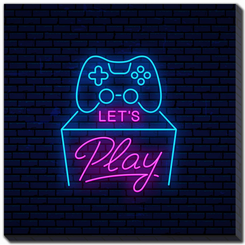 Art mural sur toile Neon Gaming 3, H 38 po x l 38 po