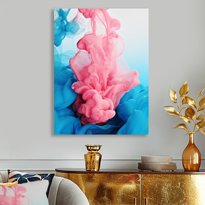 Reproduction d'art abstrait rose, encre liquide
