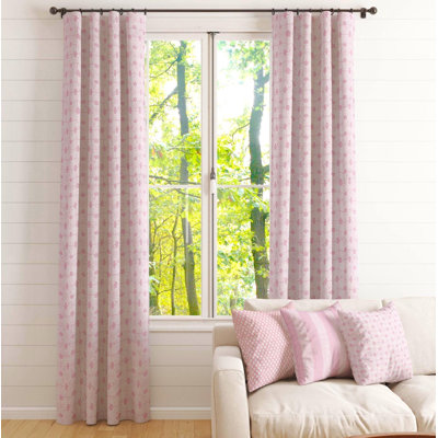 Taffy Pink and white retro geometric print curtains