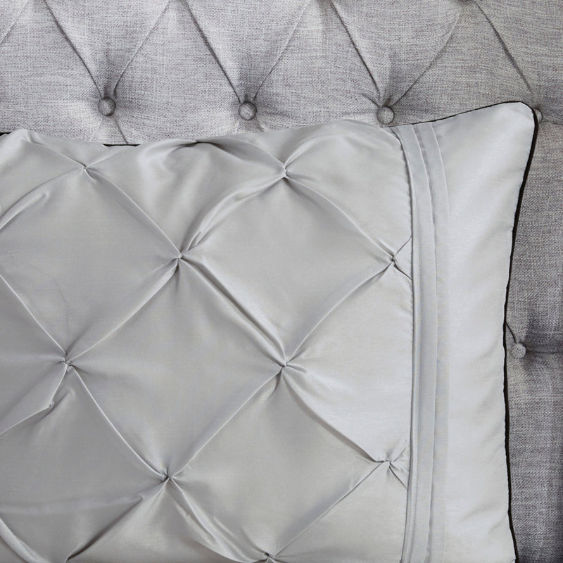 7 Piece Tufted Comforter Set Grey
