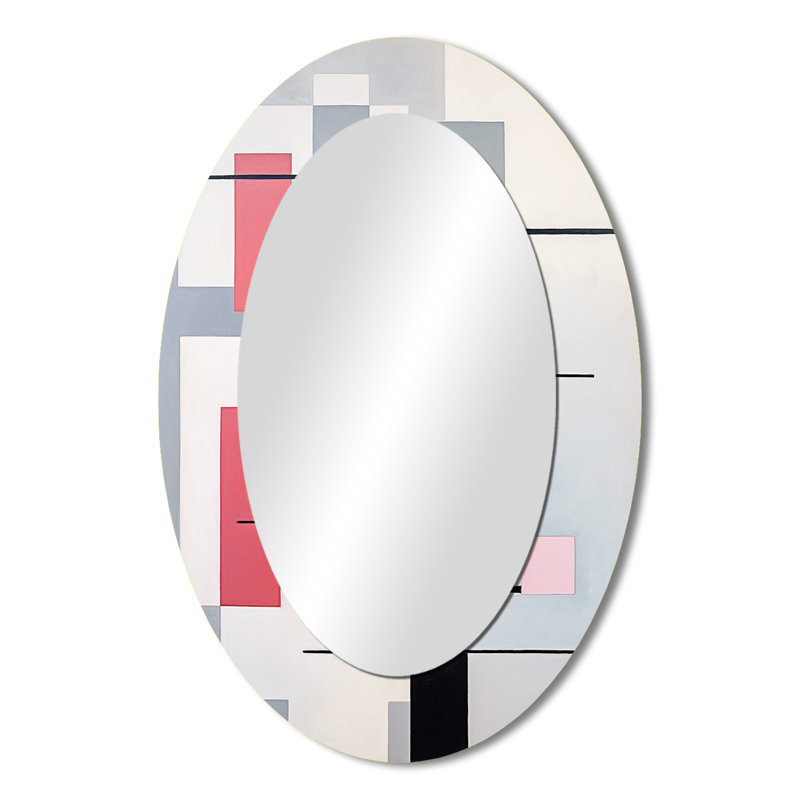 Décoration de miroir rose ovale rose - Sérénité géométrique, 36 po x 24 po
