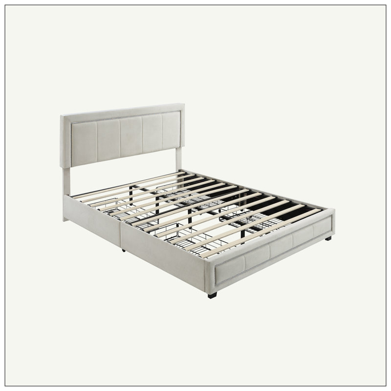 Allyse Storage Platform Bed, Beige, Queen