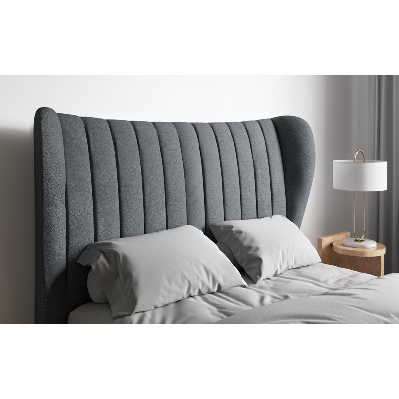 Curtin Upholstered Bed, Double (4'6), Platinum Grey