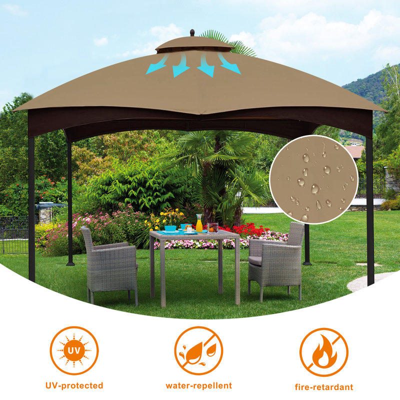 Moguel Replacement Canopy Top for 10ft. W x 12ft. D Allen Roth Gazebo, Khaki