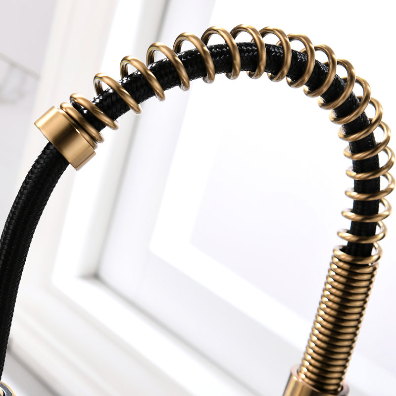 Stylish Brushed Gold Kitchen Faucet With Pull-Down , Long-Lasting, Single Handle Control Spray, Stream & Spray Function,
