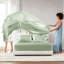 Drap-housse simple en satin de luxe sauge 4 pièces - froissé, doux pour la peau, convient aux matelas de 16 po, est livré avec un plat sans danger, réduit les frisottis, convient aux matelas