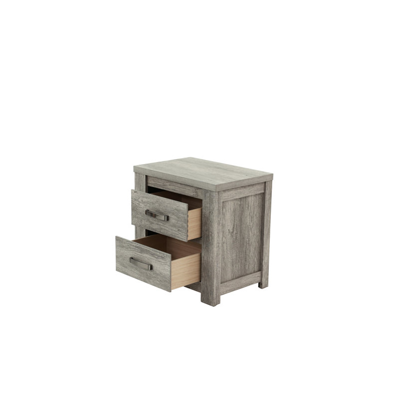 Table de chevet chambre à coucher 2, table de chevet rustique gris, gris, 2 tiroirs pour