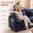 3-Piece Chenille Sectional With Double Layer Seat Cushions, Four Pillows and One Ottoman-981138403