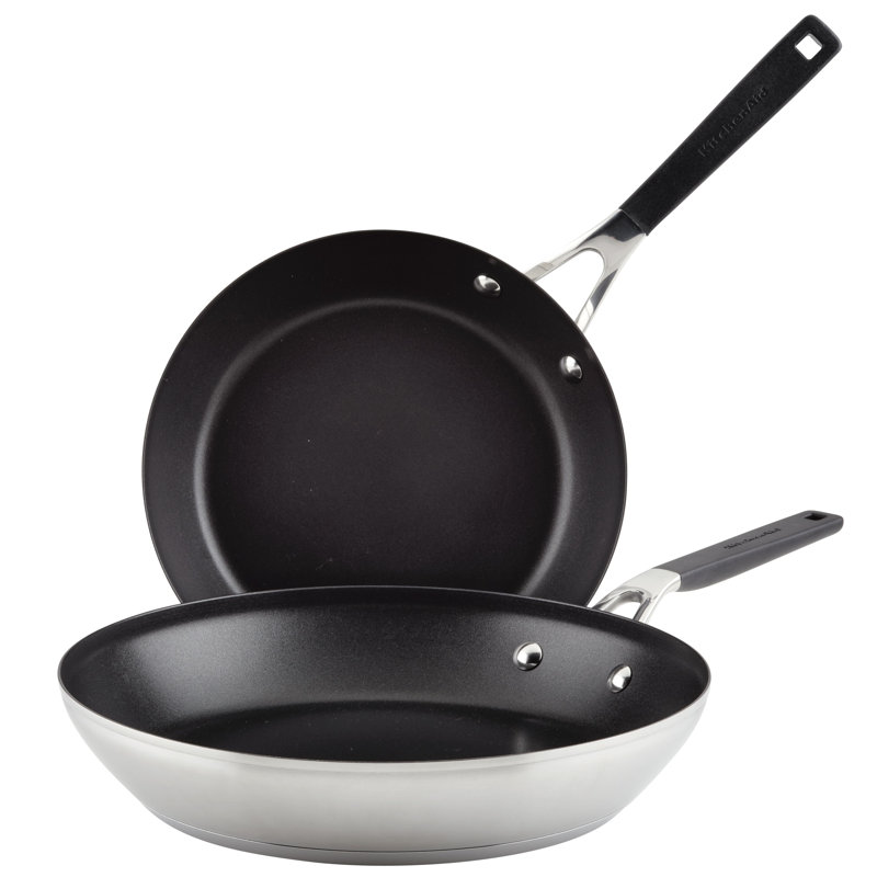 Ensemble de poêles à frire / poêles à induction en acier inoxydable KitchenAid, 9,5 po et 12 po