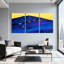 Abstrait Hillside Homes au crépuscule avec lumières chaudes, ensemble de 3 impressions sur toile-1925293229