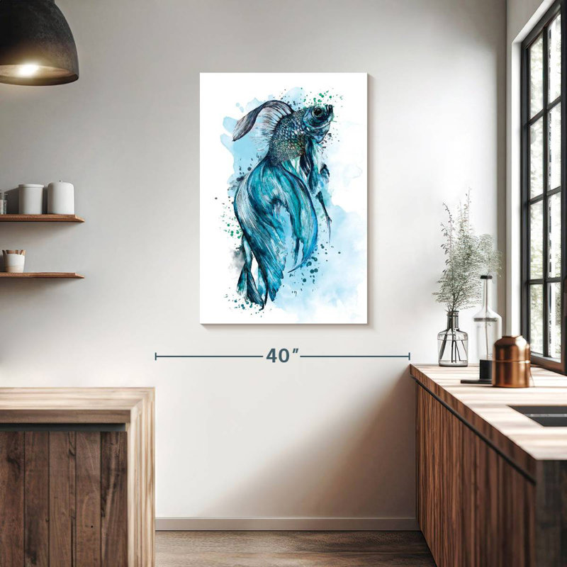 Blue Betta Fish Splash, 39" H x 26" W