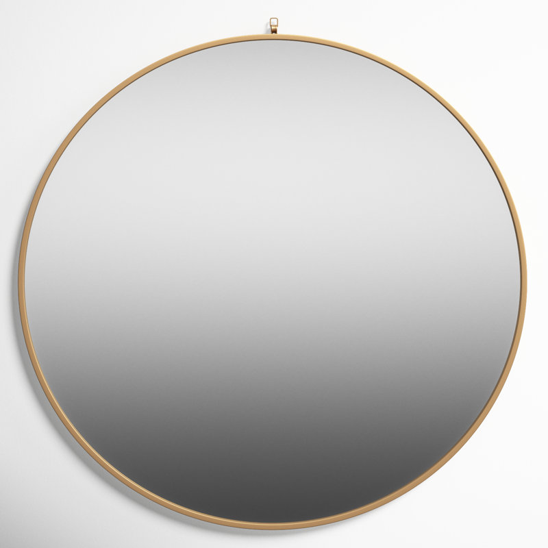 Cassie Metal/Manufactured Wood Round Wall Mirror, Brass, 45" x 45"
