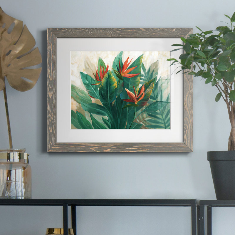 Birds of Paradise - Reproduction de photo encadrée sur papier, H 20 po x l 17 po x P 1,5 po, Papier avec cadre gris