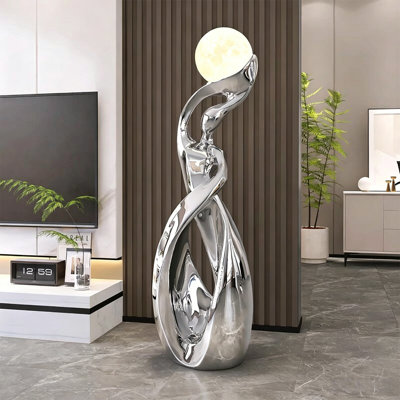 White+Silver Plastic+Resin Free Form Floor Lamps