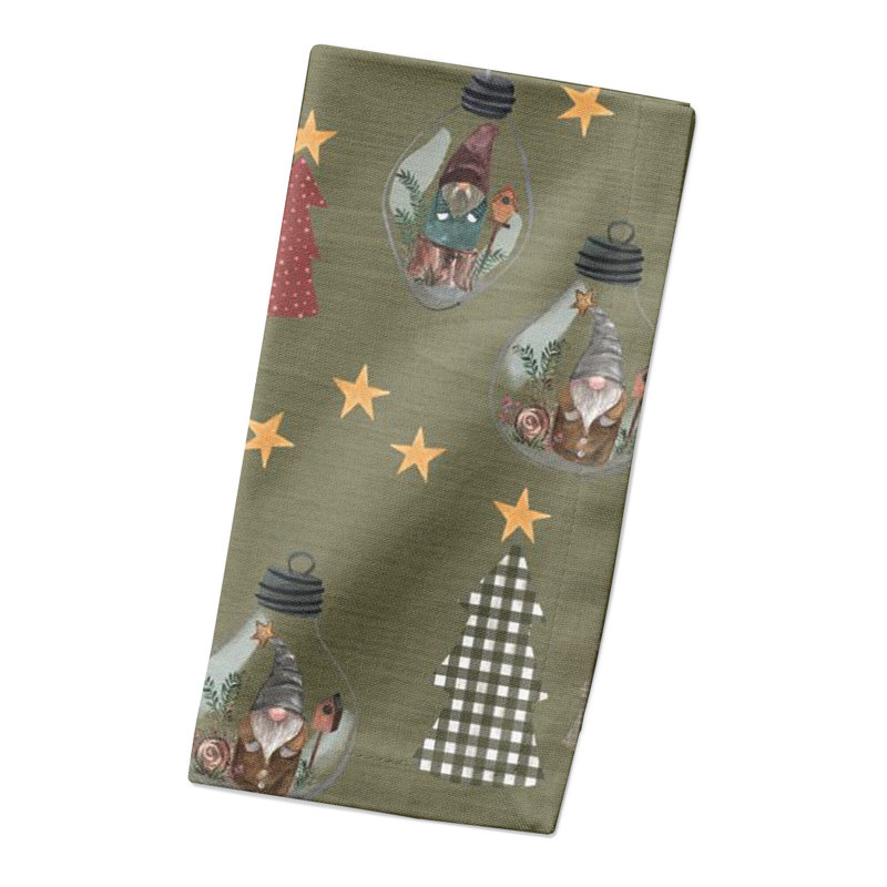 Dmiya Cotton Twill No Pattern Square Napkin, Green
