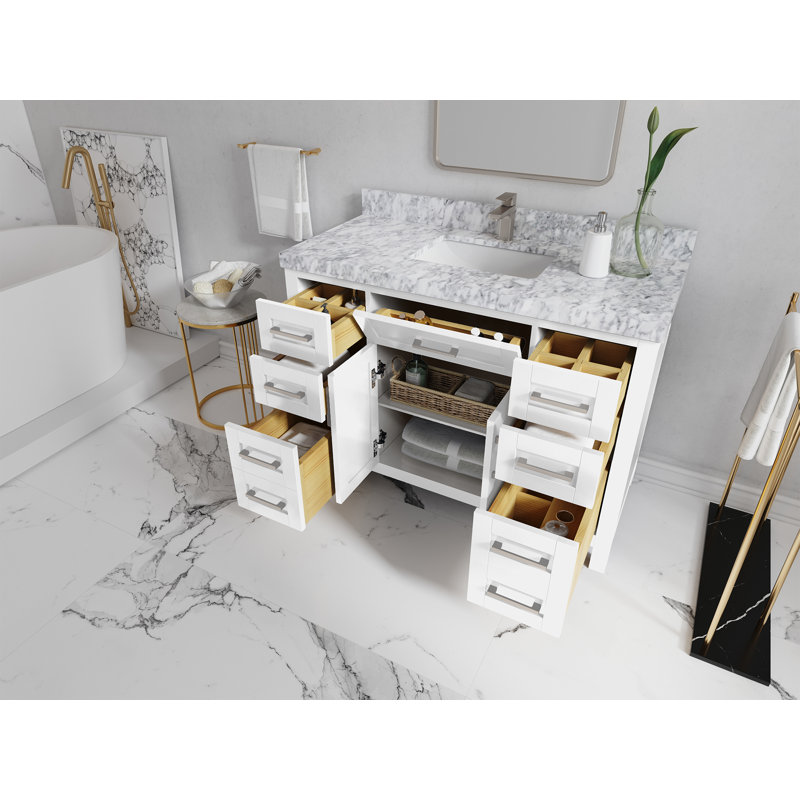 Ensemble de meuble-lavabo simple 48 po, Blanc, Calacatta Laza