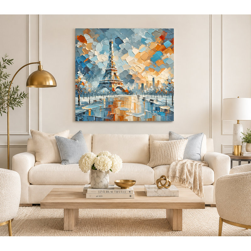 Abstract Eiffel Tower Wrapped Canvas Wall Art, 40" H x 40" W x 1.5" D