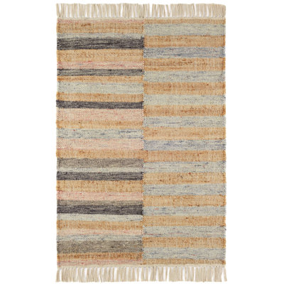 Tapis rayé bleu Ravel