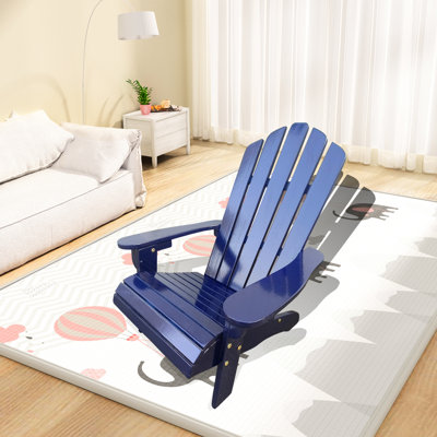 Confortable fauteuil bleu en bois de peuplier, idéal pour le porche et le bord de la piscine, assemblage requis
