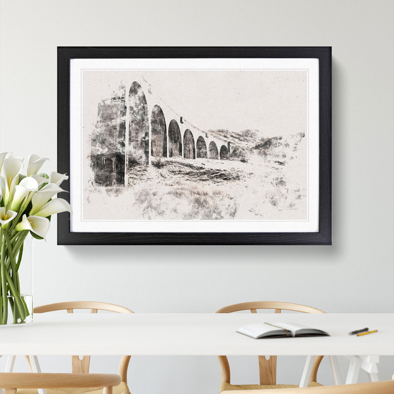 Glenfinnan Viaduct in Scotland - Picture Frame Painting Print, Black Framed, 62cm H x 87cm W x 2cm D