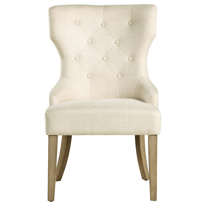 Finition contemporaine - Chaise rembourrée capitonnée gris et gris rustique Frohwald, Beige
