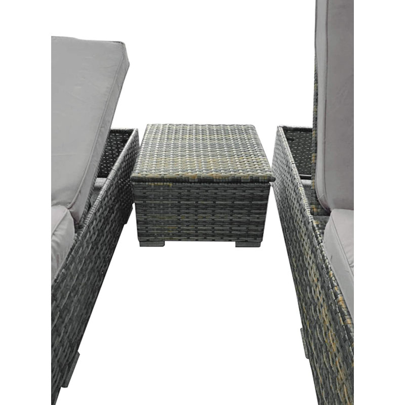 Hoston 193cm Long Reclining Chaise Lounge Set with Cushions and Table