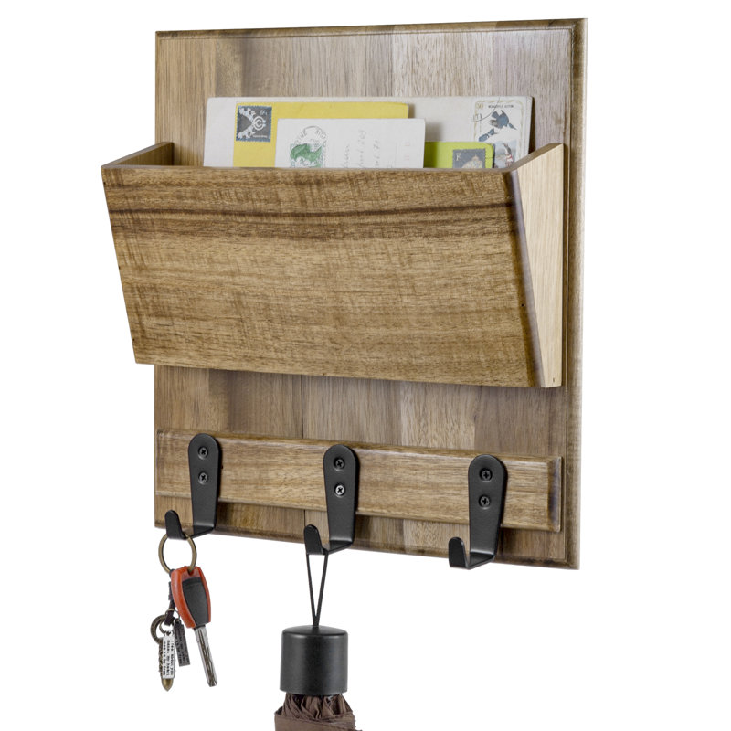 Wall Acacia Mail Organizer Key Holder