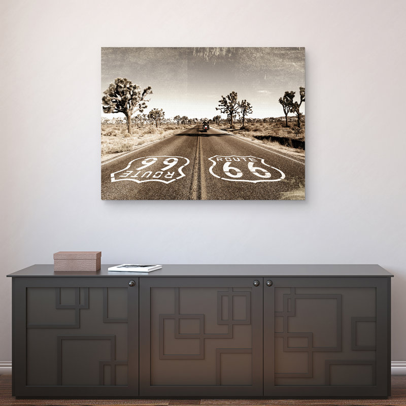 «Vintage Road Trip Route 66» par Belle Maison, reproduction d'art sur toile rétro Route 66