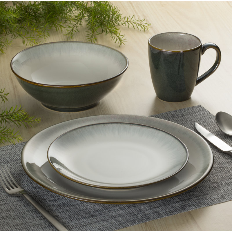 Edmon 16 Piece Dinnerware Set - Service for 4, Green
