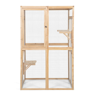 Bois pour une utilisation extérieure avec, plates-formes et toit Cage de chat Panneau solaire, chatons de porte - Coffre-fort