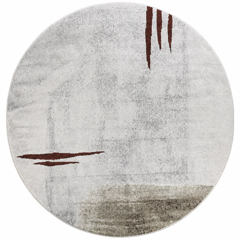 Keefer Collection Abstract Multicolor Area Rug, Round 8'1"