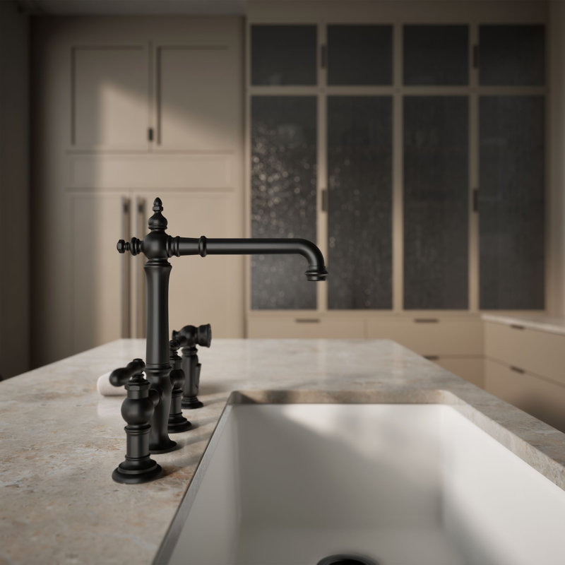 Artifacts® Bridge Faucet, Matte Black, Lever Handle