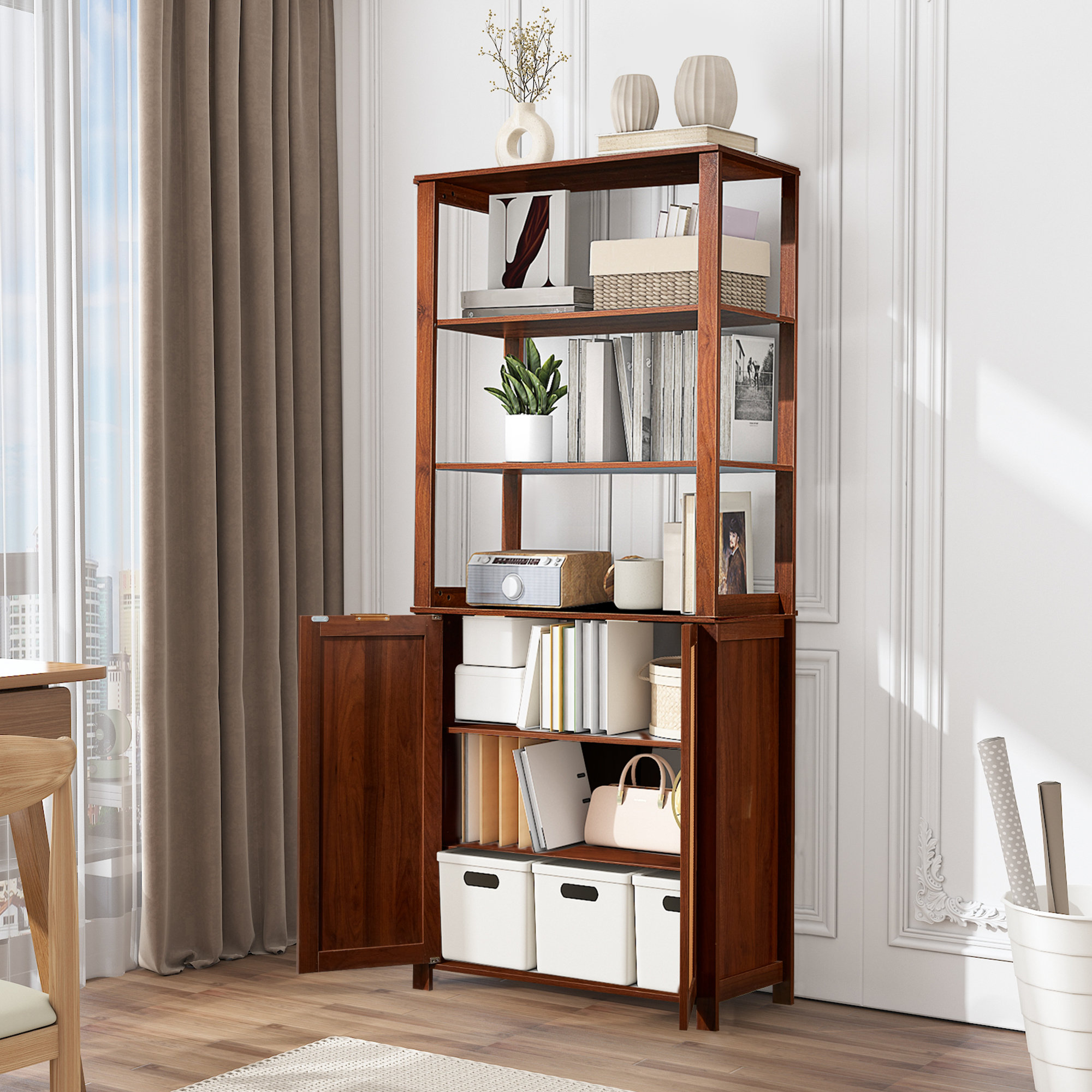 Picture Idea: Bay Isle Home Rattan Bookcase With Cabinet Heavy Duty Freestanding
